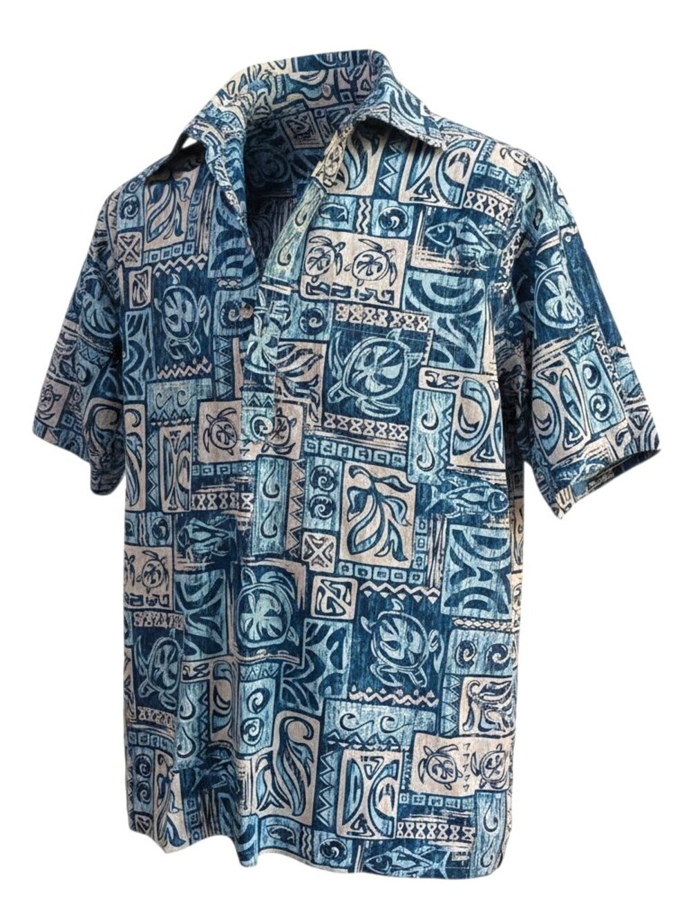 Vintage Go Barefoot 100% Cotton Hawaiian Aloha Shirt Popover/Tropical/Beach - M
